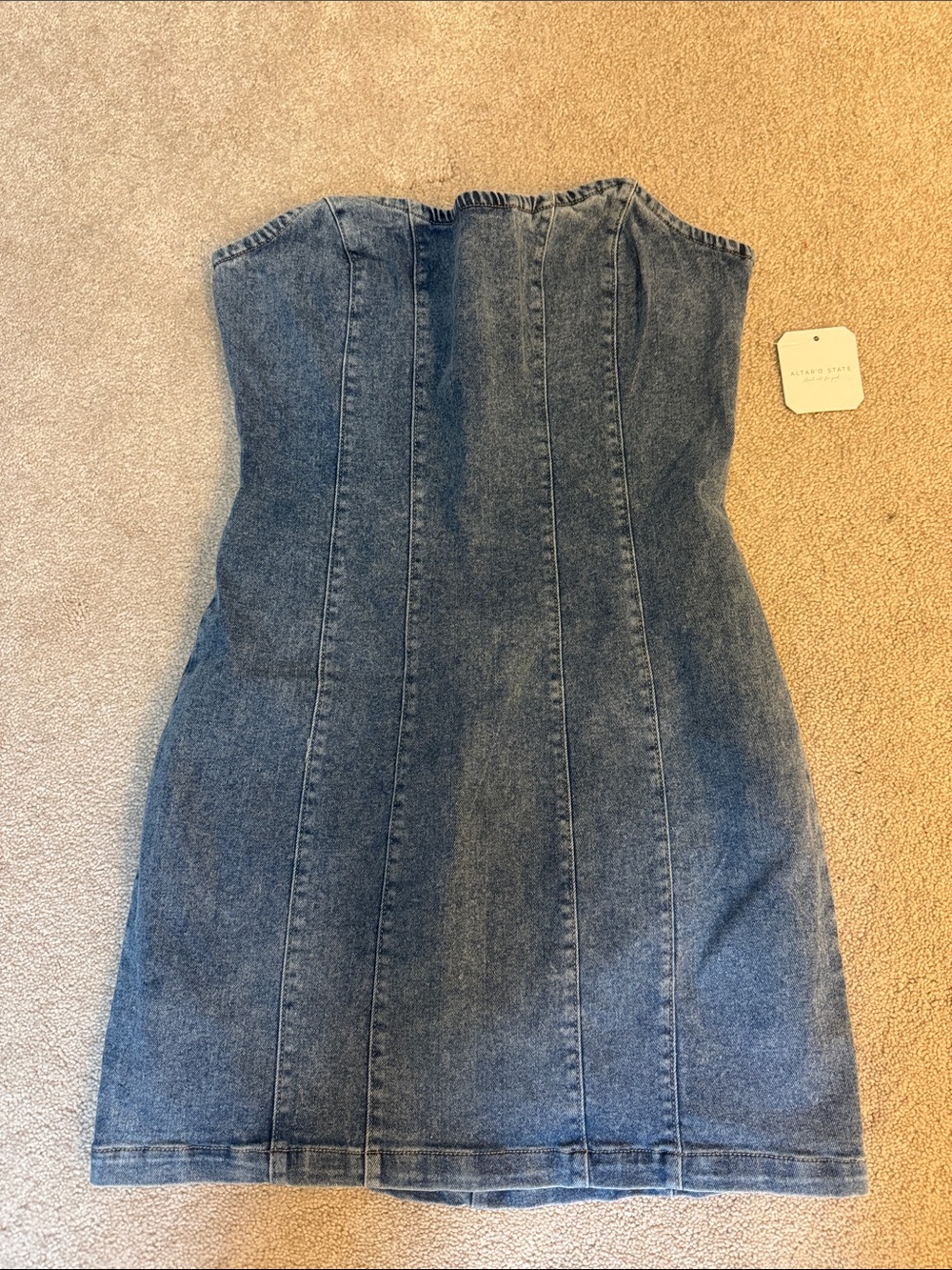 Altar'd State Light Wash Denim Mini Dress